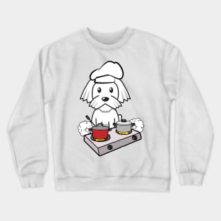 Cute white dog is cooking Crewneck Sweatshirt